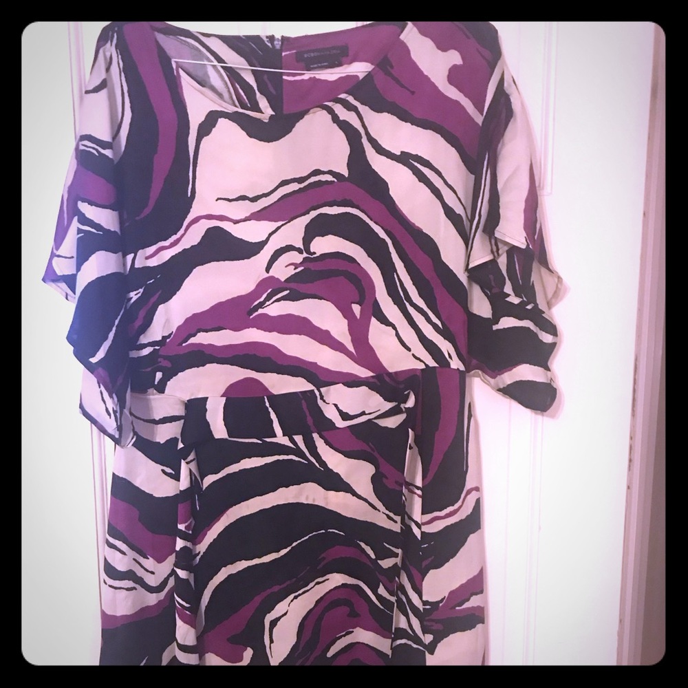 BCBG MAXAZRI Zebra Pattern Purple and Black Dress